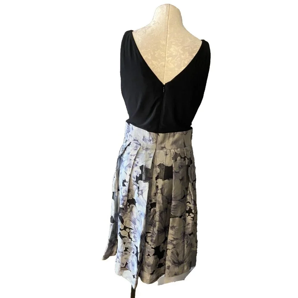 Ralph Lauren Dress Gray Black 12 Stretch V Back A Line Wedding Cruise Party